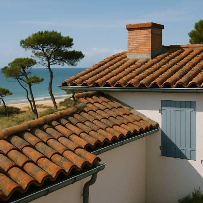 Vue sur une maison en bord de mer sur l'île de Ré